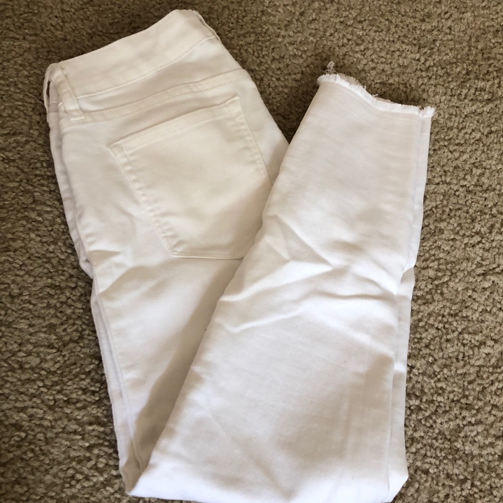 high wasted white jeans
